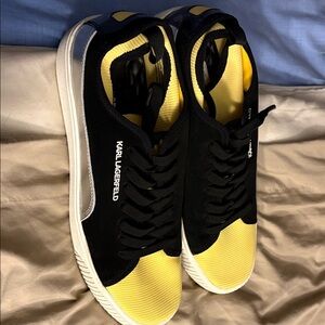 Karl Lagerfeld Men's Black and Yellow Sneakers